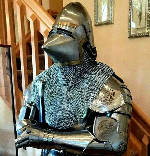 Medieval aching armor pig face - pig,
