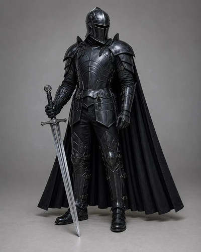 Black knight armor suit helmet - black,